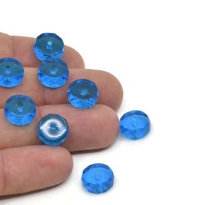 Vintage Blue Bead, 12 Vintage Glass Faceted Blue Beads (5x11mm) CF116 T067