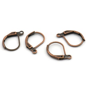 Copper Leverback Earring, 50 Copper Brass Leverback Earring Findings (16x10mm) Cppr 2 A0962