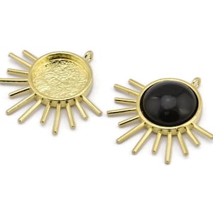 Brass Sun Charm, Raw Brass Sunshine Charms With 1 Loop, Pendants - Pad Size 16mm (35x32mm) N1268