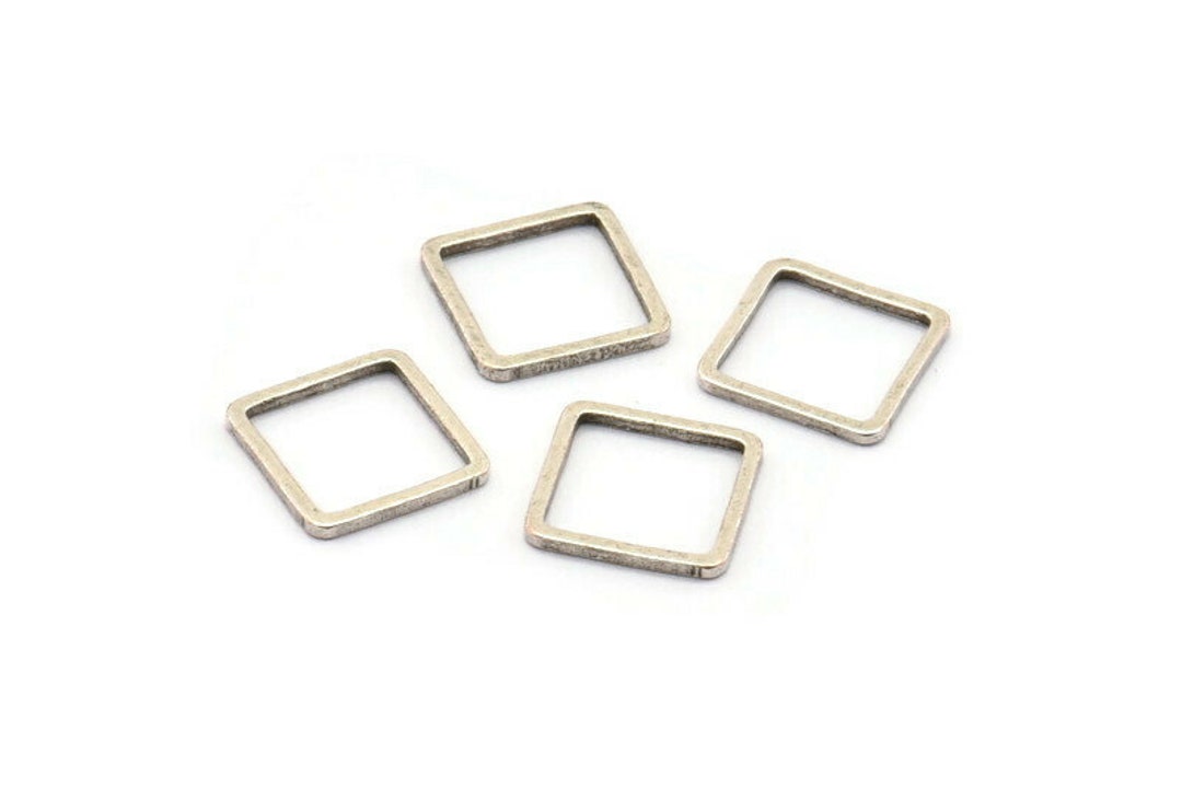 Square Connector Rings Square Connector, 25 Antique Silver Plated Brass Square Connectors ...