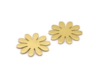 Messing Blumen Rohling, 24 Rohmessing Blumen Stanzrohling, Charms (15x14x0.80mm) A0964