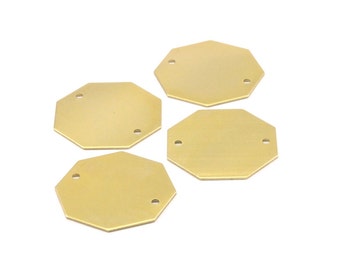 Brass Honeycomb Blank, 8 Raw Brass Hexagon Stamping Blanks with 2 Holes (30x0.80mm)   N0520