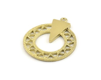 Brass Charm, Raw Brass, Pendant, Brass Earring, With 1 Loop, Findings (35x29x1.2mm) N1287