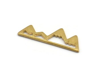 Connettori per montagne in ottone, 24 pendenti a forma di montagna in ottone grezzo senza foro, (22x7x1mm) D0827
