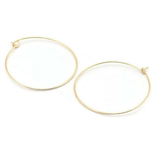 Gold Earring Wires, 12 Gold Plated Brass Earring Wires (35x0.7mm) Bs 1081 Q1059