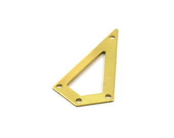 Triangolo ottone, 12 ciondoli triangolari in ottone grezzo con 4 fori (38x20x0,60 mm) U038