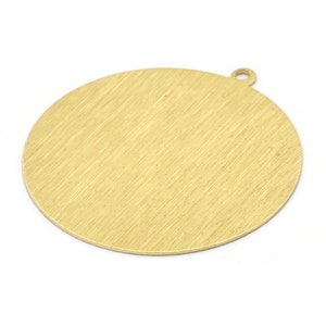 Brass Circle Charm, 4 Textured Raw Brass Circle Charms With 1 Loop, Pendants, Earrings, Findings (41x38x0.6mm) M02052