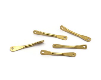 Brass Hammered Connector, 12 Raw Brass Hammered Connectors With 2 Holes (22x3.50mm) E379