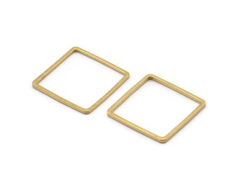 Square Brass Pendant, 50 Raw Brass Square Connectors (16mm) Bs-1119