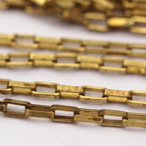 Link Chain, Rectangle Chain, 5 M. Rectangle Raw Brass Chain, Open Link 3.5x2mm W117 Bs 1377 image 2