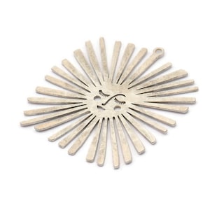 Silver Sun Charm, 2 Antique Silver Plated Brass Sun Charms With 1 Loop, Findings (36x34x0.60mm) A3837