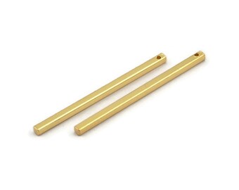 Gold Necklace Bar, 4 Gold Plated Brass Bar Connectors, Necklace, Earring, Bracelet Findings With 1 Hole (2x40mm) BS 1753 H0914