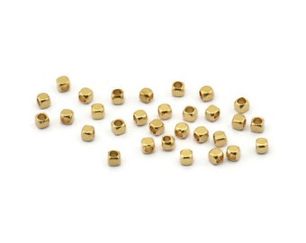 100 Raw Brass Tiny Square Cube Spacer Perles (2.5mm) B0070