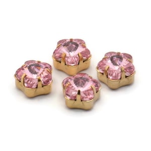 3 Gold Plated Light Rose Swarovski Rhinestone Prong Setting 10 Mm Y300 Y028