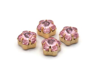 3 diamantes de imitación Swarovski chapados en oro rosa claro con engaste en punta de 10 mm Y300 Y028