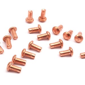 Remache de cobre, 50 remaches forjados de cobre crudo (3 x 8 mm) A0888
