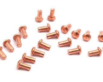 Copper Rivet, 50 Raw Copper Forged Rivets (3x8mm) A0888