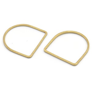 D Shape Rings, 24 Raw Brass D Shape Connectors, Rings  (19x19x1mm) BS 2329