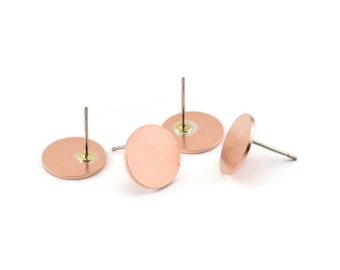 Copper Circle Earring, 8 Raw Copper Circle Stud Earrings (12x0.80mm) M314 A1646