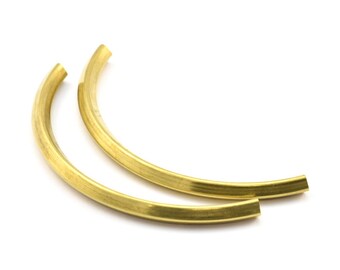 Oval Choker Tube - 12 Raw Brass Square Oval Curved Tubes (95x5x5mm) Sq20 Brc275