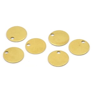 Rond label van 8 mm, 100 ronde labels onbewerkt messing, bedels, bevindingen, stempellabel (8 mm) 75 A0288 brs.