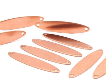 Almond Stamping Blank, 12 Raw Copper Almond Stamping Blanks With 2 Holes (45x10x1mm) D0216