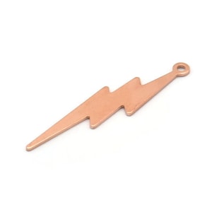 Charm éclair en cuivre, 12 breloques éclair en cuivre brut avec 1 boucle (35 x 8 x 0,70 mm) M02608