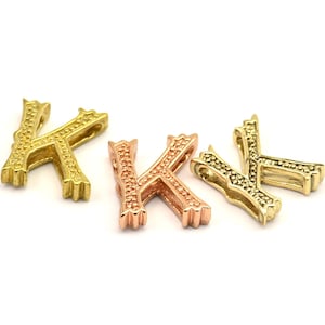 Pingentes de 3 letras, 3 alfabetos de letras de latão, opções de acabamento em ouro rosa e ouro, letras maiúsculas, pingente inicial de letra para colares personalizados