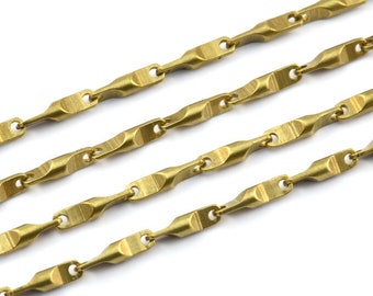 2 M Raw Brass Bar Chain (12x3mm) Bs 1063