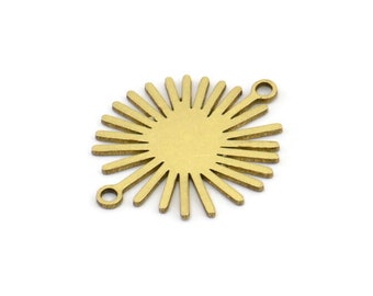 Brass Sun Connector, 12 Raw Brass Sun Connectors With 2 Loops, Charm Pendants (22x18x0.60mm) A3138