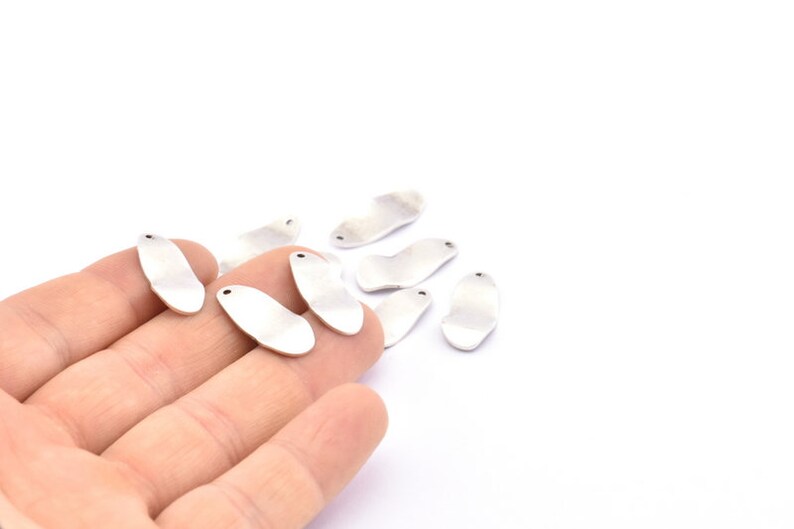 D582 H747 12 Antique Silver Plated Brass Wavy Charms With 1 Hole Silver Wavy Charm 21x10x0.80mm