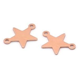 Copper Star Charm, 50 Raw Copper Star Charms With 2 Loops (16x12x0.80mm) M02113