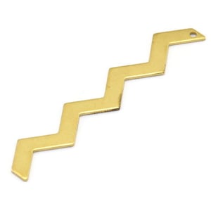 Brass Zig Zag Shape, 15 Raw Brass Zig Zag Shape Charms With 1 Hole, Pendants, Earrings (60x4x0.80mm) E632