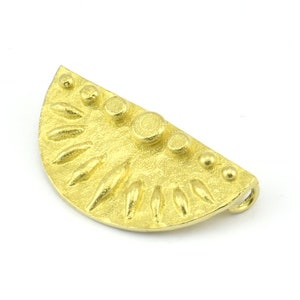 Brass Ethnic Pendant, 2 Raw Brass Semi Circle Pendants With 2 Loops (29x15mm) E668