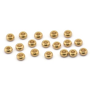Brass Spacer Bead, 100 Raw Brass Spacer Rondelle Beads (3.80x2mm) Brs 0043 B0034