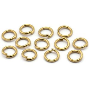 8mm Jump Ring - 100 Golden Brass Jump Rings (8x1.2mm) A0042