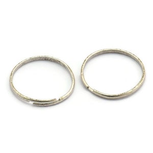 Silver Wire Ring, 12 Antique Silver Plated Brass Adjustable Thinny Ring Blanks For Wire Wrapped Rings, Findings (18mm) Brs 498 A0362