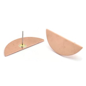 Copper Semi Circle Earring, 6 Raw Copper Half Moon Stud Earring (29x11x0.80mm) M671