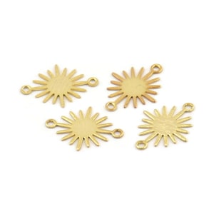 Gold Sunny Connector, 24 Textured Gold Plated Brass Sunny Connectors With 2 Loops (18x13x0.50mm) D0733 Q1119