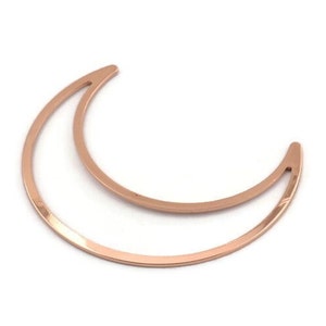 Rose Gold Moon Charm, 2 Rose Gold Plated Brass Crescent Moon Charms, Connectors (50x15x1mm) D0598 Q0995