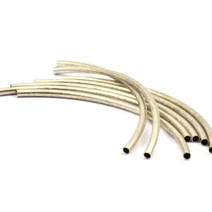 Choker Curved Tube, 6 Antique Silver Plated Brass Curved Tubes  Curved Tubes, Findings, Charms(4x120mm) Bs 1426 Q0721