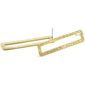 Brass Rectangle Earring, 2 Raw Brass Stud Earrings With 1 Hole (52x12x3x1mm) BS 1883 A2076