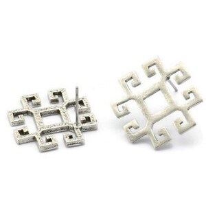 Earring Studs, 2 Antique Silver Plated Brass - Antique Silver Plated Brass Earrings - Brass Earrings - Earrings (21x21x1.5mm) N1534 H1426