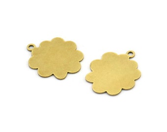 Brass Cloud Charm, 12 Raw Brass Cloud Shaped Charms With 1 Loop, Earring Charms (18x15x0.60mm) A3423