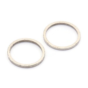 Connettore circolare in argento - 24 connettori circolari in ottone placcato argento antico (13x1x1mm) BS 1100 H0001