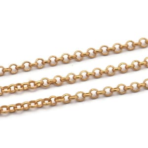 Brass Rolo Chain, Raw Brass Soldered Rolo Belcher Chain (2.5mm) MB 8-18