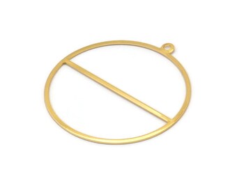 May include: Gold-toned metal circle pendant with a horizontal bar across the center. The pendant has a small loop at the top for attaching a chain or cord.