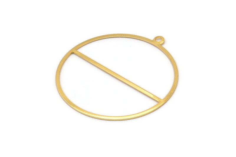 アクセサリー masa _ruth1012 Gold Circle Charm, 2 Gold Plated Brass Circle Charms With 1