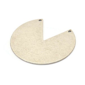 Silver Circle Charm, 2 Antique Silver Plated Brass Pizza Slice Pendants With 2 Holes, Findings (37x34x0.80mm) M211