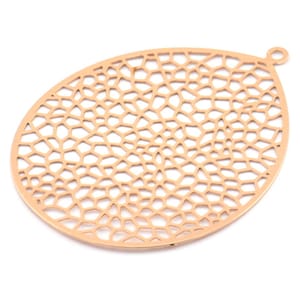 Rose Gold Earring Charm, 3 Rose Gold Plated Brass Earring Charms With 1 Loop, Pendants, Findings (46x35.5mm) E028 Q0450